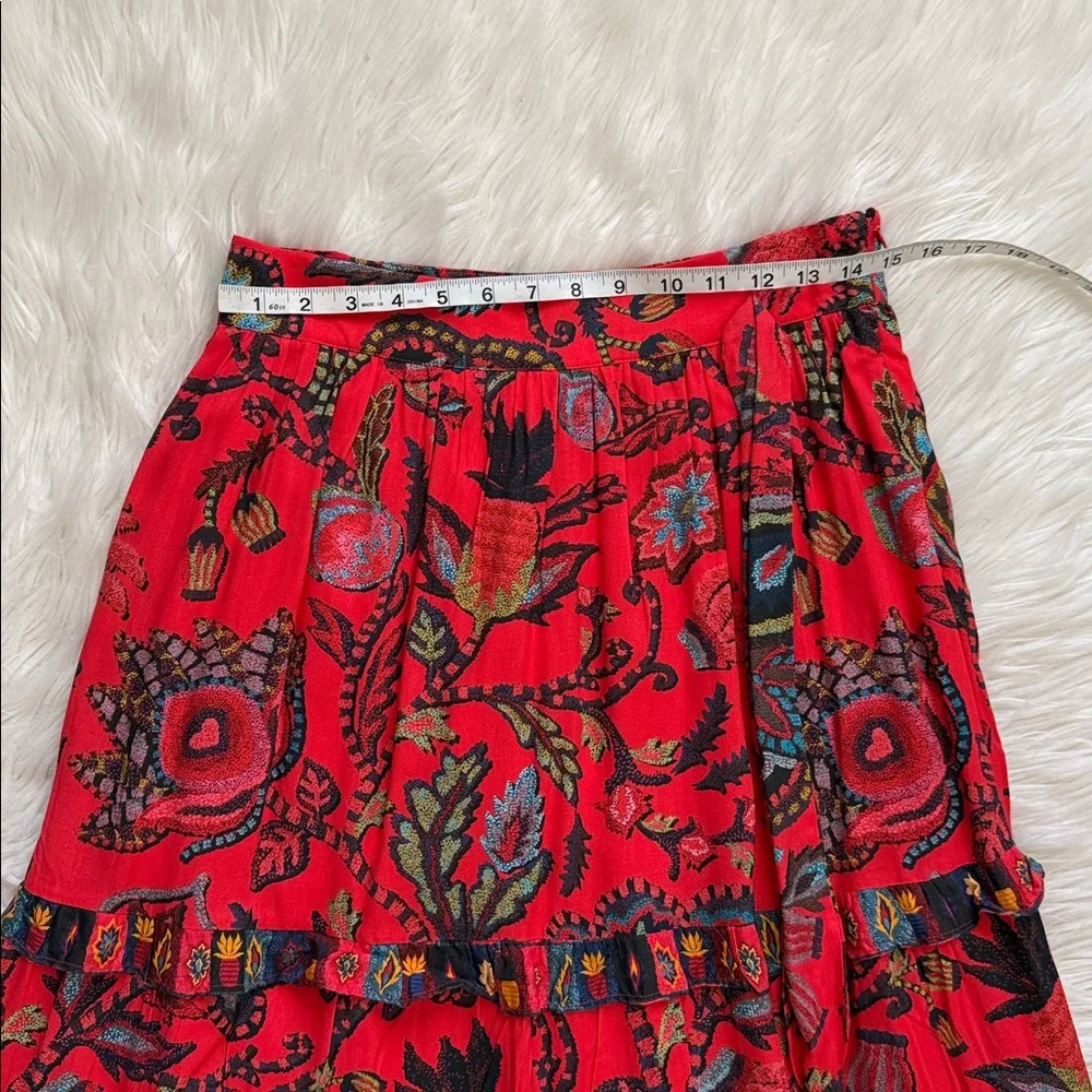 NWT!!! FARM Rio Floral Red Maxi Tiered Skirt Size M - Picture 12 of 13